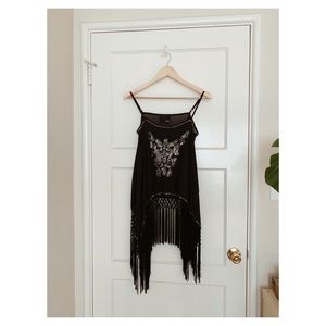 KAii Los Angeles // Black Embellished Fringe Tunic